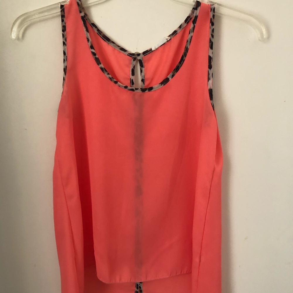 Coral color, button down back detail, high low